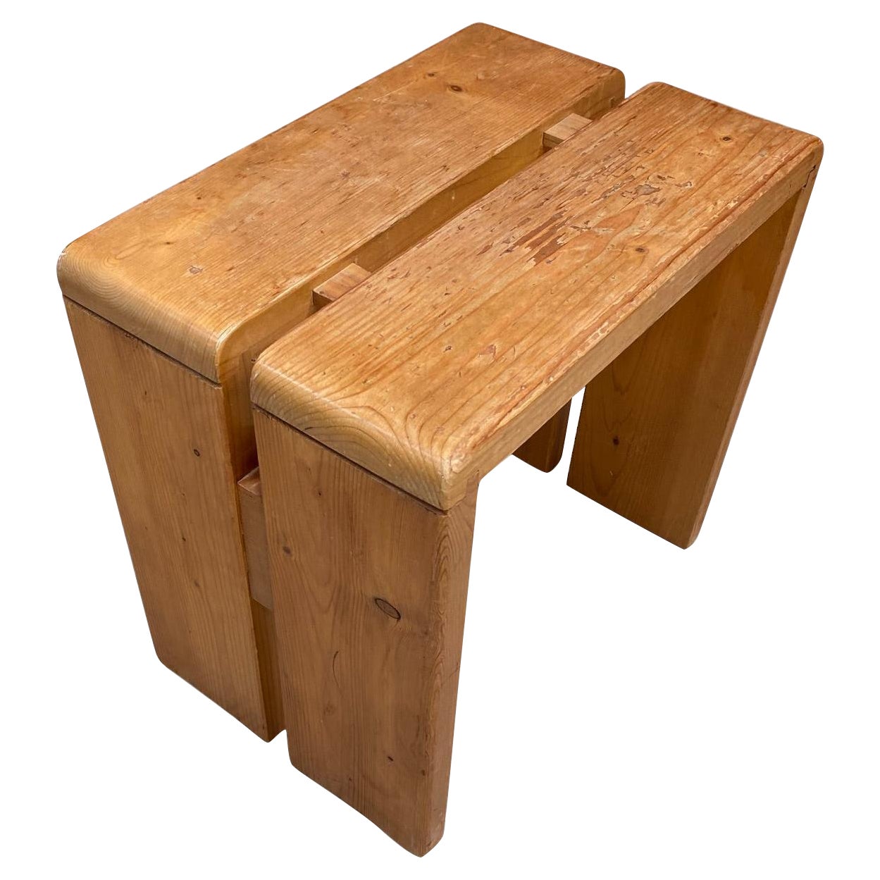 Charlotte Perriand Pine Stool, Les Arcs For Sale