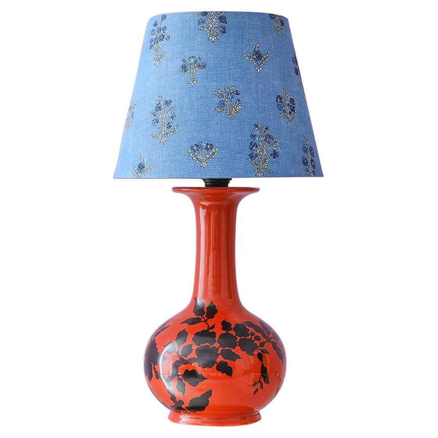 Vintage Ceramic Table Lamp with Customized Shade, France 1960's