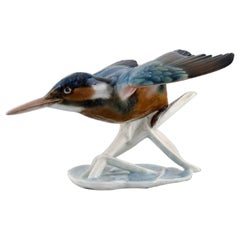 Fritz Heidenreich for Rosenthal, Hand-Painted Porcelain Figure, Kingfisher