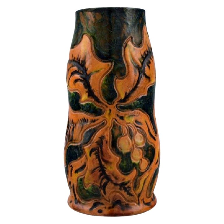 Michael Andersen, Denmark. Art Nouveau Vase in Glazed Ceramics
