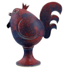 Lars Drejara, Sweden, Rooster in Glazed Stoneware, Late 20th C