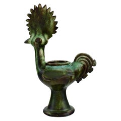 European Studio Ceramicist, Unique Bird/ Vase in Glazed Stoneware, Late 20th C
