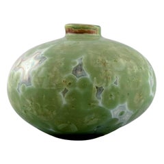 Eli Keller, Sweden, Round Unique Vase in Glazed Stoneware, 21st C