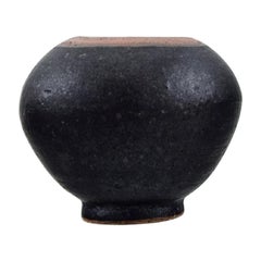 Eli Keller, Sweden, Round Unique Vase in Glazed Stoneware, 21st C