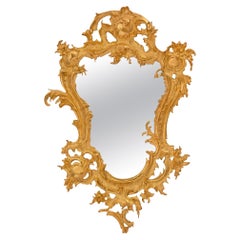 Miroir baroque italien du 19ème siècle en bronze doré