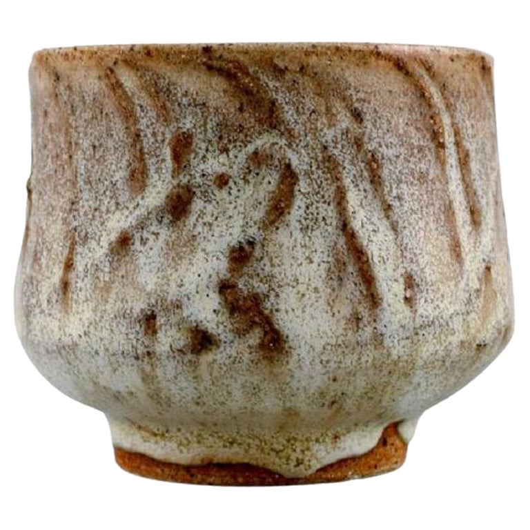 Eli Keller, Sweden, Unique Cup in Glazed Stoneware, Japanese Style For Sale