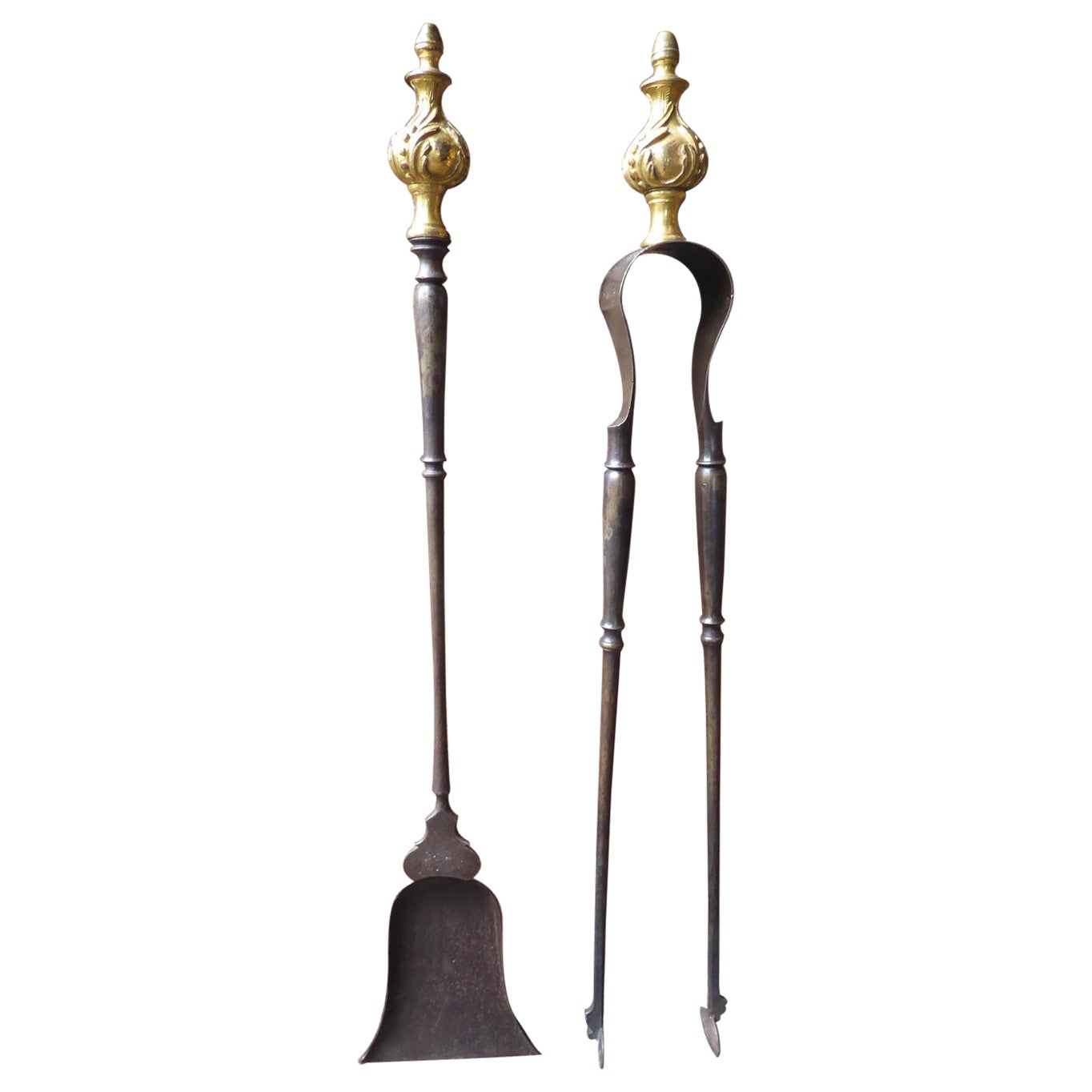 Large French Louis XV Fireplace Tools or Fire Tools, 18th Century