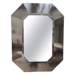 Stainless Steel Mirror by Maison Jansen, France, 1970s