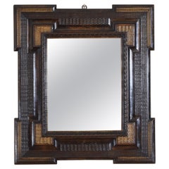 Early 20th C. Italian Baroque Style Ebonized and Gilded Mirror