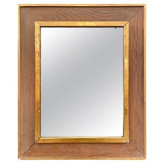 Limed Oak and Gilded Trim Framed French Mirror