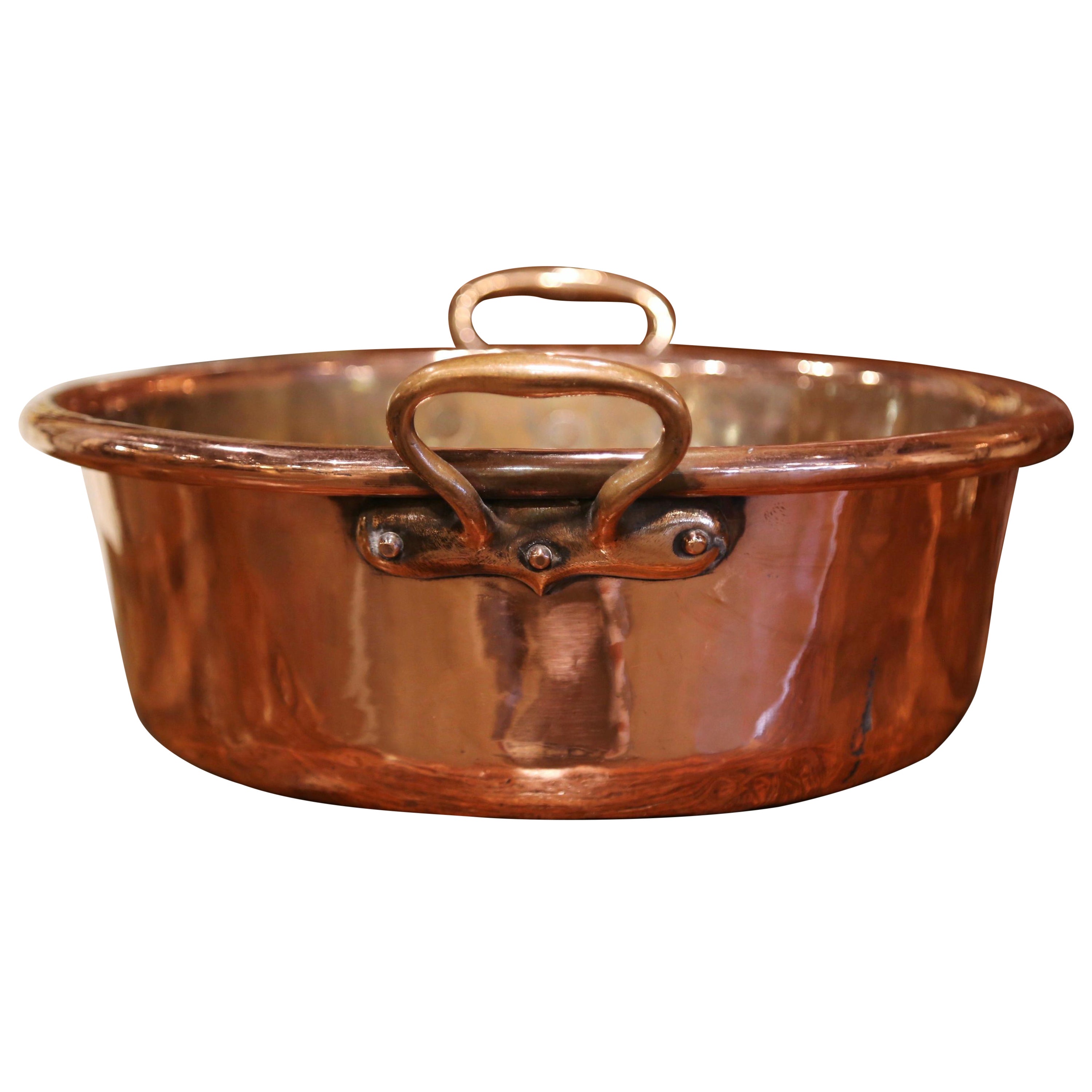 Mid-19th Century French Copper and Brass Jelly Boiling Bowl