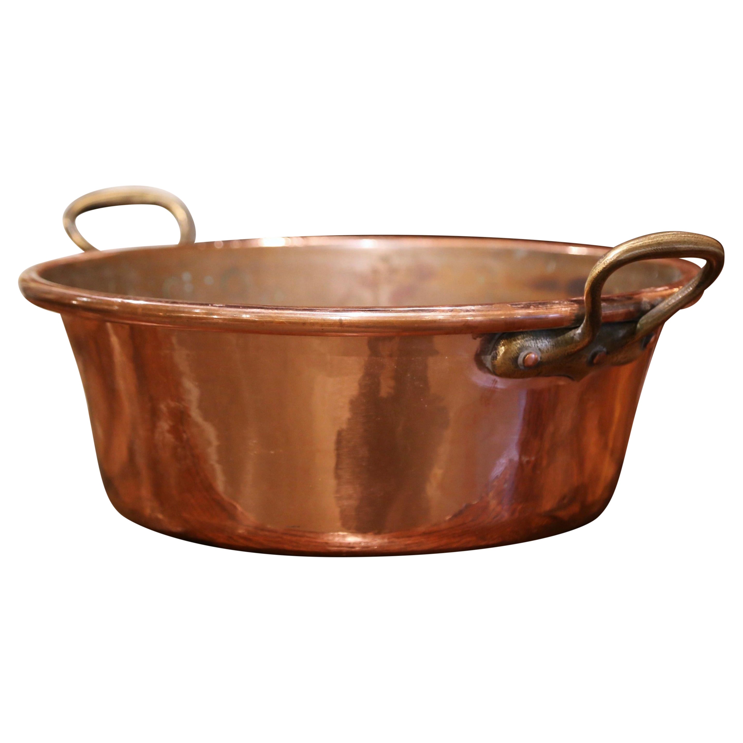 Mid-19th Century French Copper and Brass Jelly Boiling Bowl from Normandy