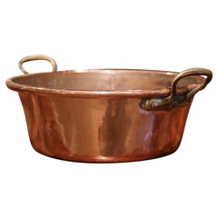 Antique Mid-19th Century French Copper and Brass Jelly Boiling Bowl from Normandy