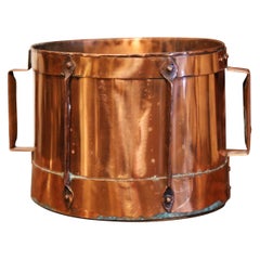 19th Century French Copper Grain Measure Bucket with Side Handles