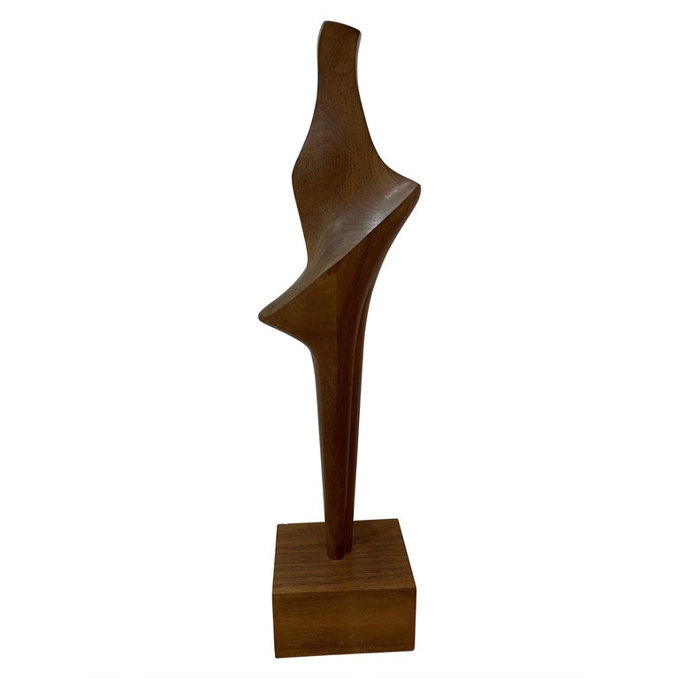 Abstract Walnut Wood Sculpture by Vincent Bellisario For Sale