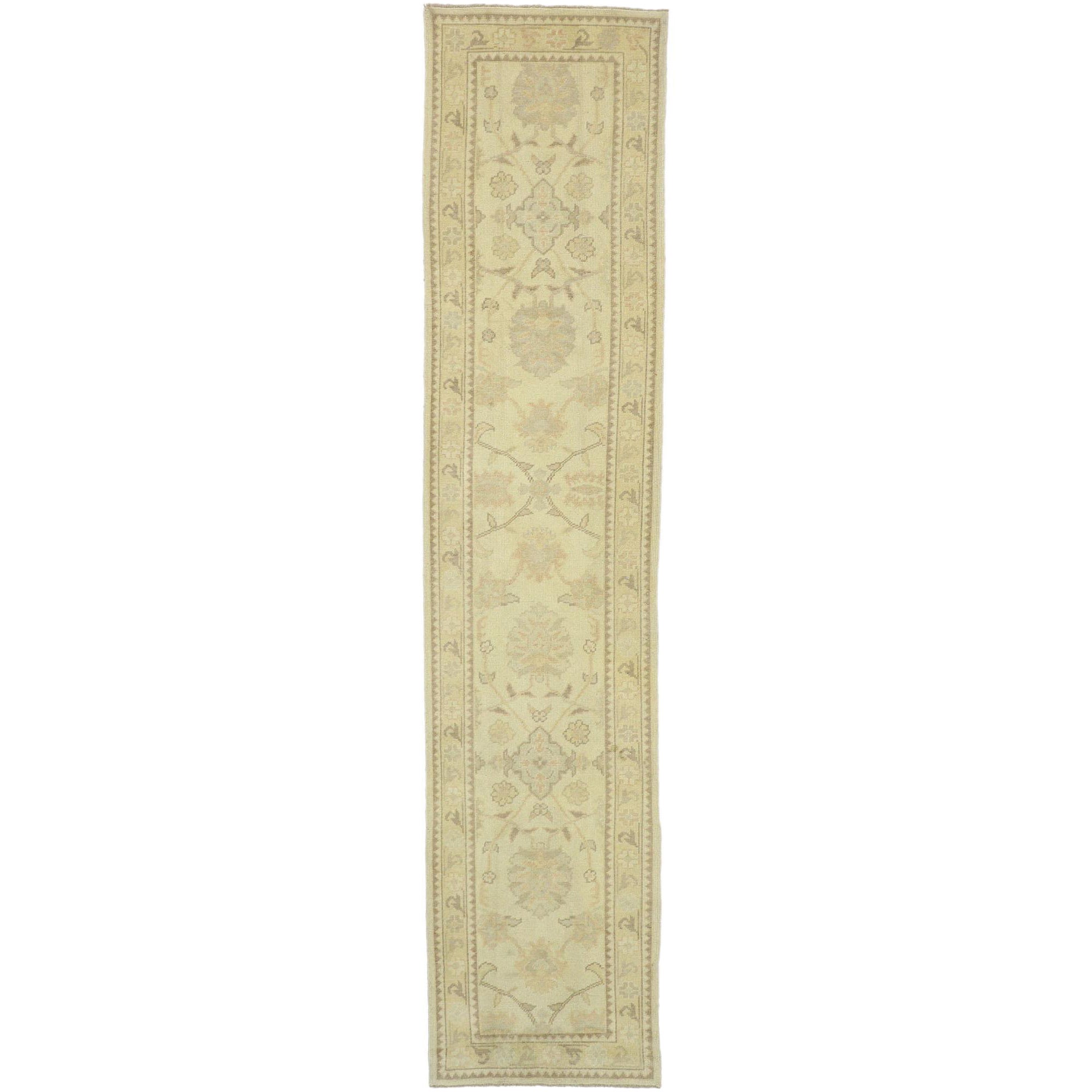 New Contemporary Turkish Oushak Runner with Modern Transitional Style For Sale