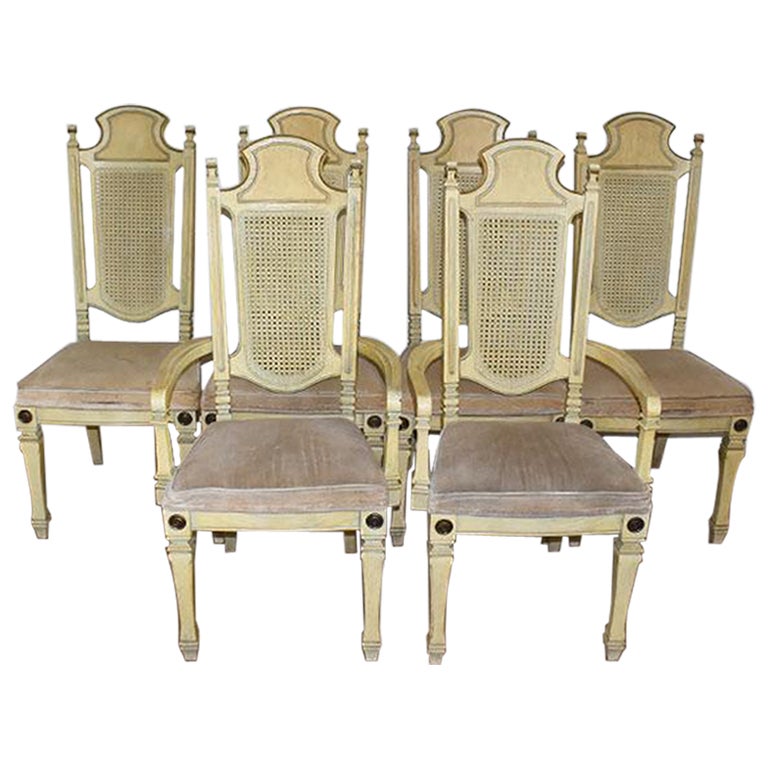 Cane Back Dining Room Chairs Set, Spanish Colonial Dining Room Chairs