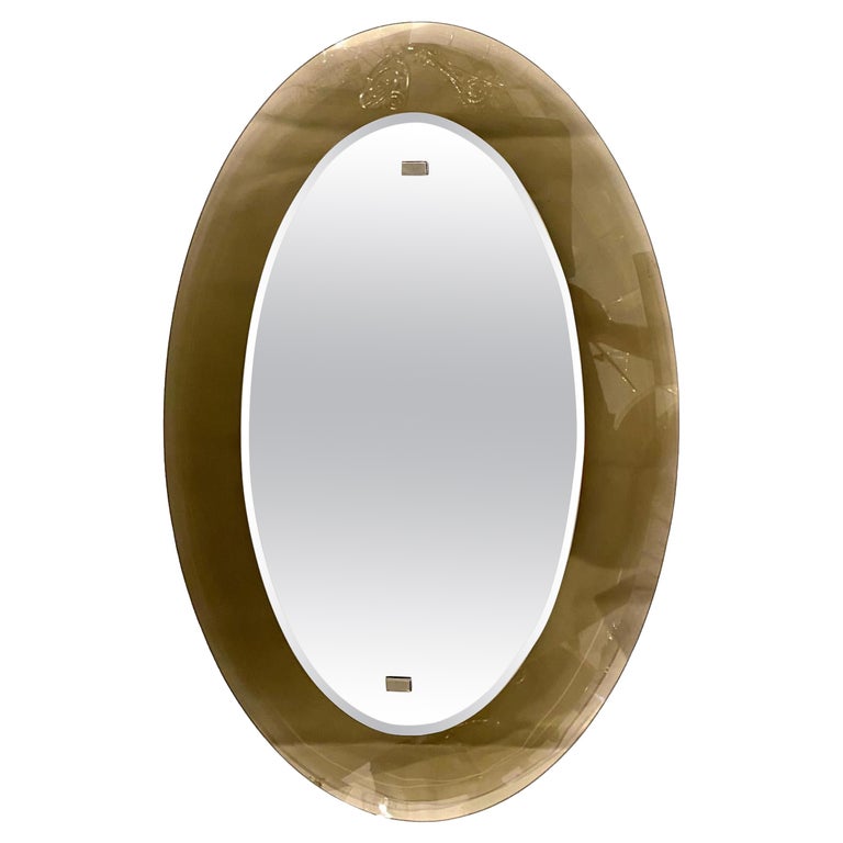 Italian Mid Century Oval Mirror For Sale