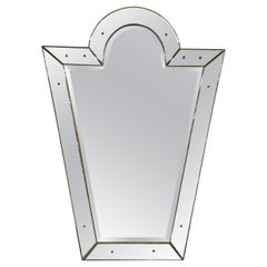 Vintage Venetian 'Key Hole' Shaped Beveled Glass Mirror, Hollywood Regency Style