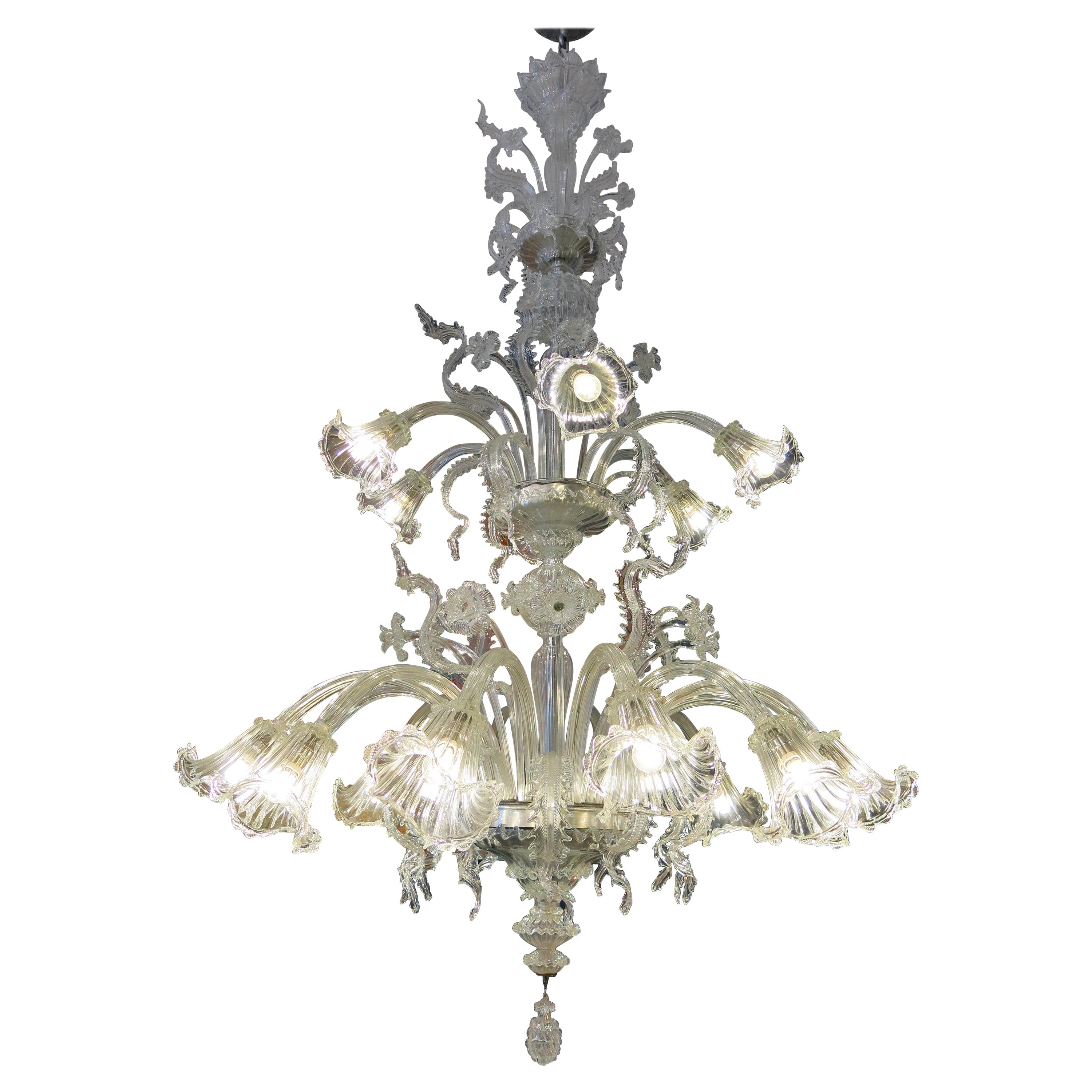 Spectacular Murano Archimede Seguso Glass Chandelier, 1960 For Sale