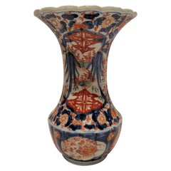 Antique Fluted Japanese Imari Vase, circa 1890-1910
