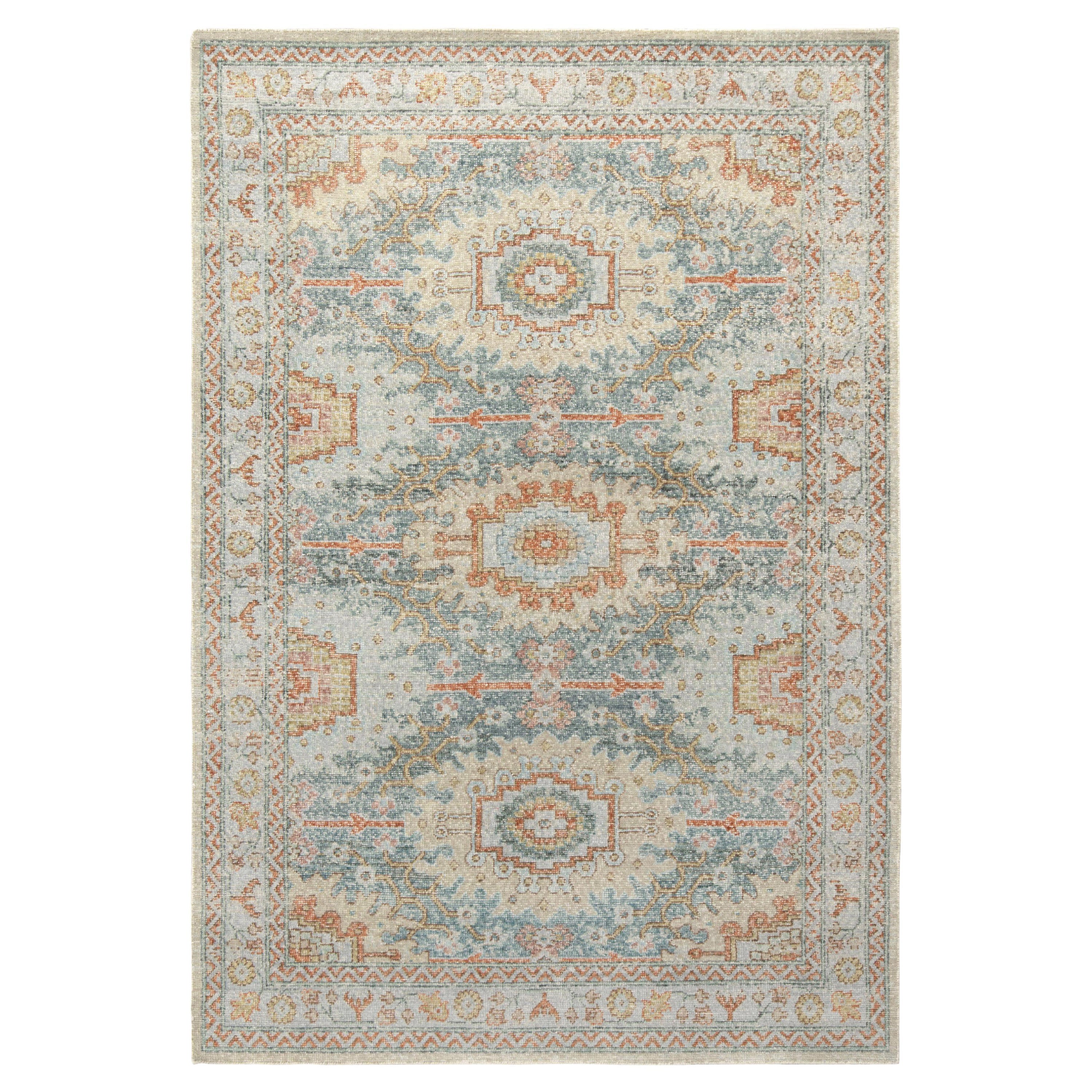 Teppich & Kilims Distressed Classic Style Maßgefertigter Teppich, Blau, Beige Geometrisches Muster