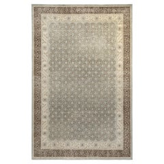 Rug & Kilim’s Distressed Style Custom Rug in Brown, Grey Geometric Pattern