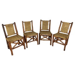 Old Hickory Dining Chairs, Set of Four