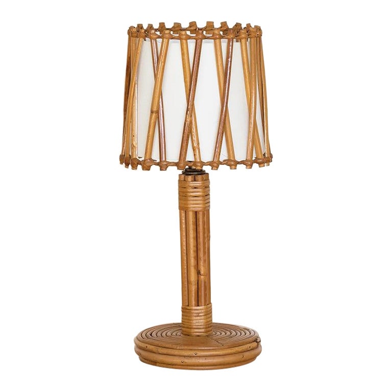 French Rattan Lamp in the Style of Louis Sognot