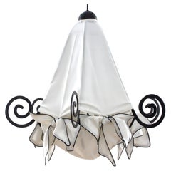 Silk Covered Hand Forged Chandelier Mid Nineties by Maroeska Metz