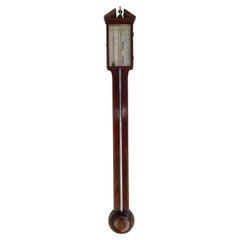 English Mahogany Steel Engraved Stick Barometer Signed F. Tarone, Circa 1780