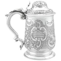Antique George IV 1820s Sterling Silver Quart Tankard