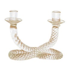 Italian Twisted Glass Candlestick Holder