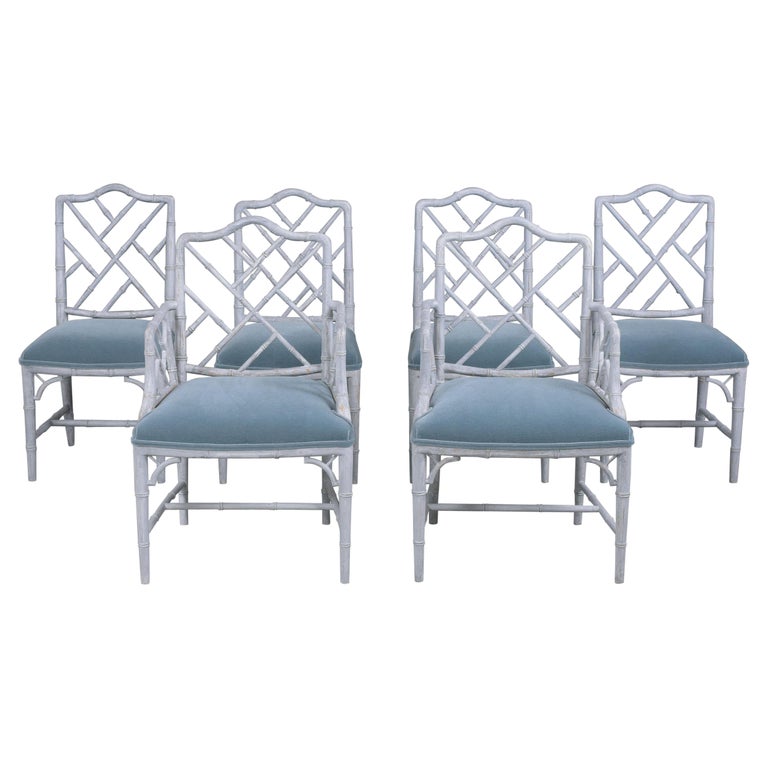 Set of Six Chinese Chippendale Dining Chairs For Sale