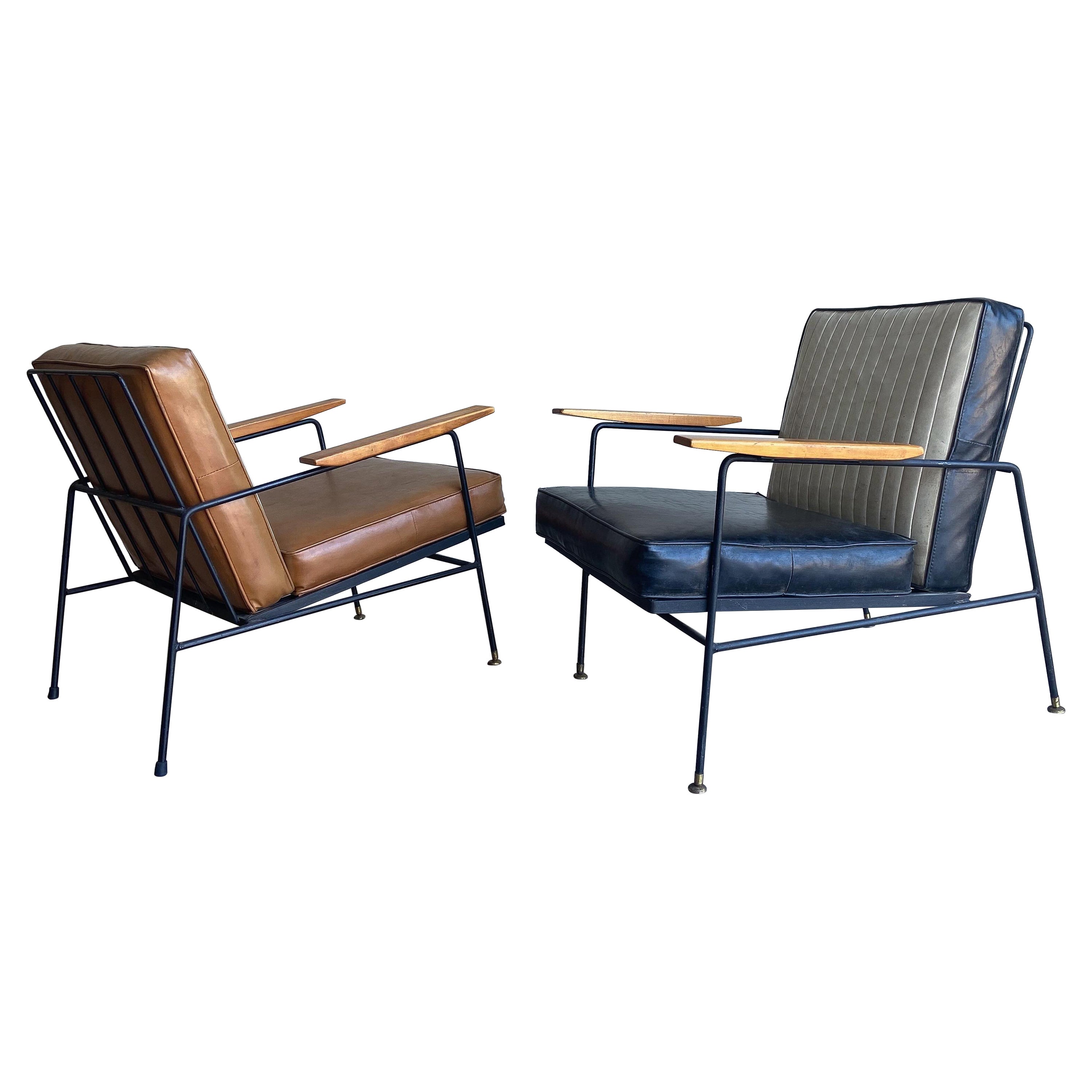 Mid-Century Modern Richard McCarthy Iron Lounge Chairs a Pair