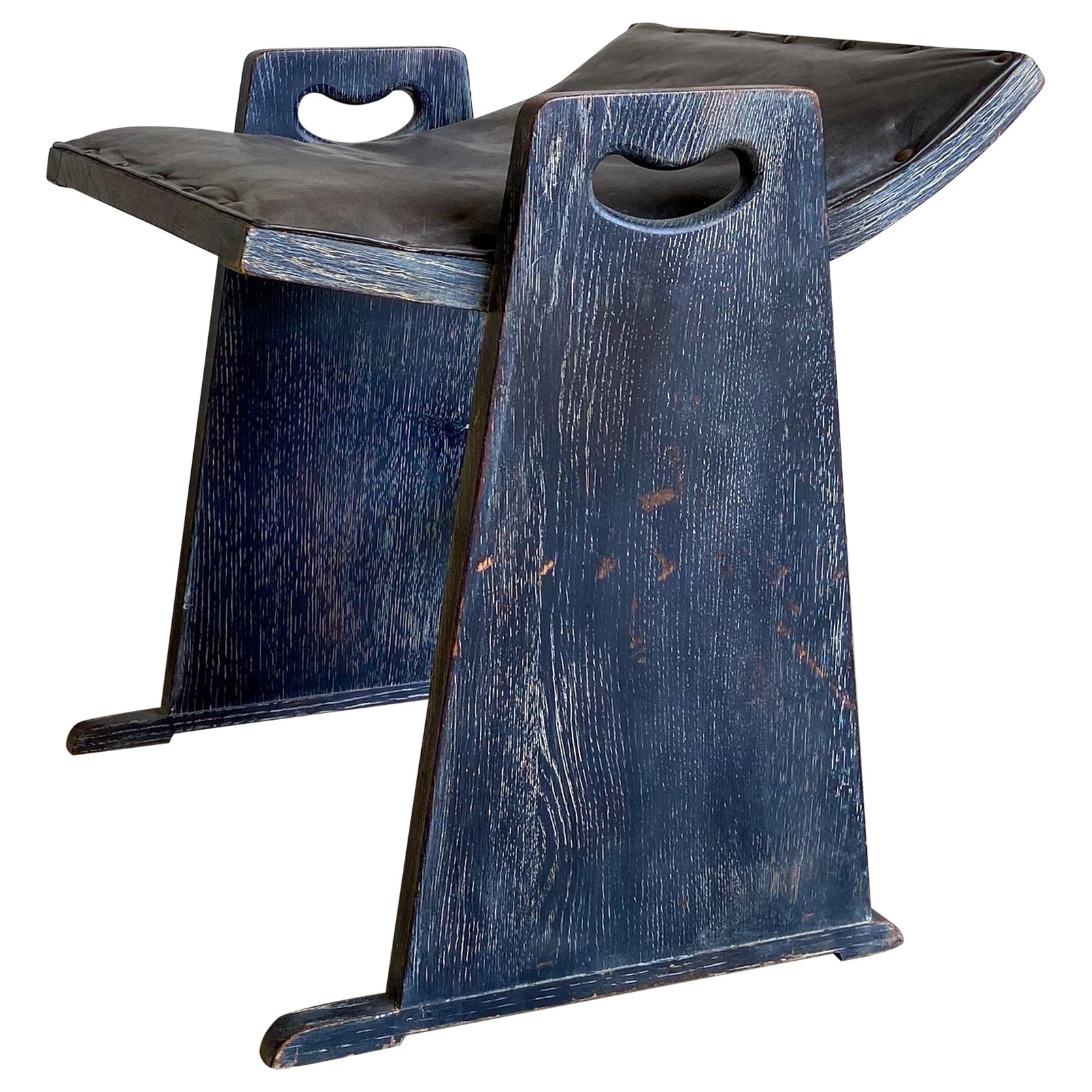 Vintage Studio Craft Cerused Ebonized Oak Vanity Chair