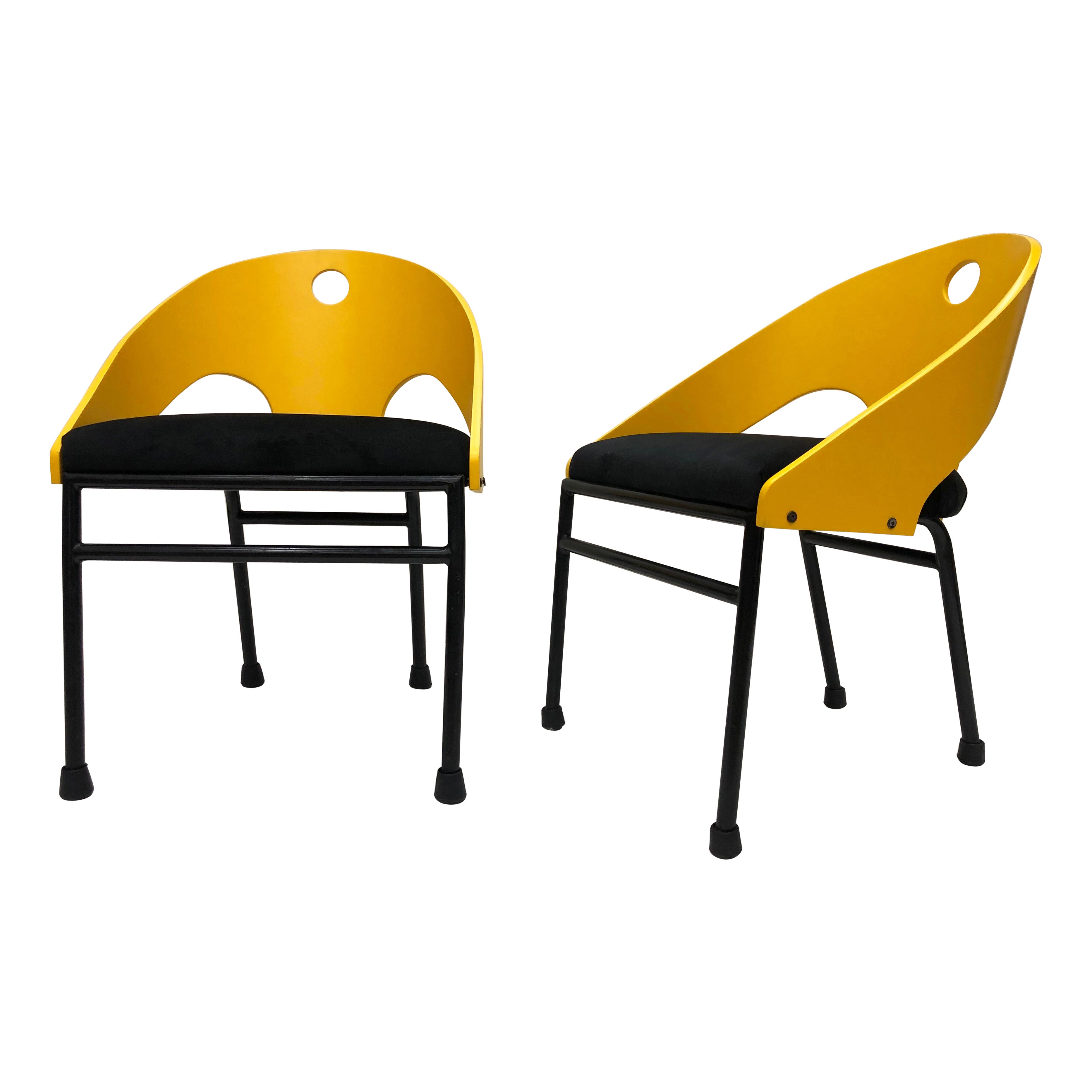 Postmoderne Stühle im Memphis-Stil der 1980er Jahre, 3 Paare verfügbar