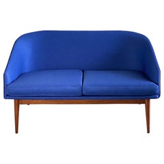 1950s Danish Modern Arne Vodder Restored Blue Loveseat