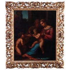 Antique Italian Old Master Painting after Bartolomeo's Madonna & Child, 19thC
