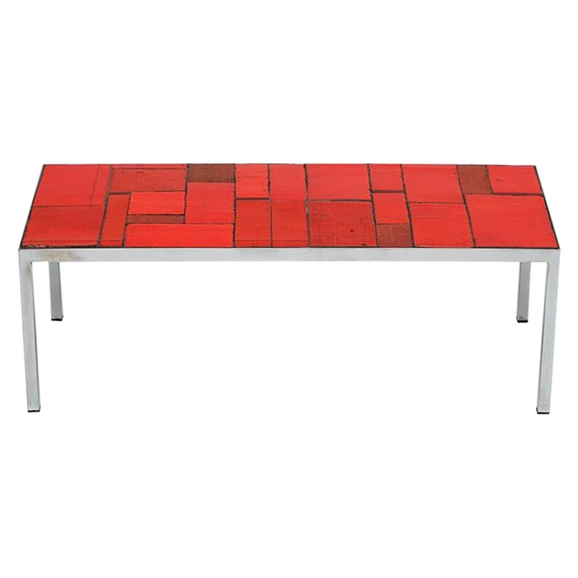 mid-century red ceramic Coffee Table by  Amphora, Belgium 1960 For Sale