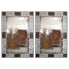 Pair of 1970s French Painted Iron Wall Mirrors