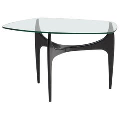 Jos De Mey for Luxus Coffee Table with Black Lacquered Wood & Glass Top