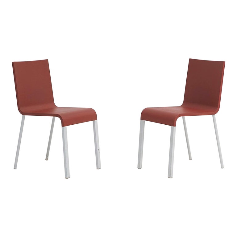 Pair of Maarten van Severen .03 Vitra Chairs in Wine-Red For Sale