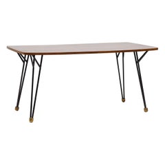 Alfred Hendrickx T3 Dining Table 50s with Black Lacquered Metal Frame