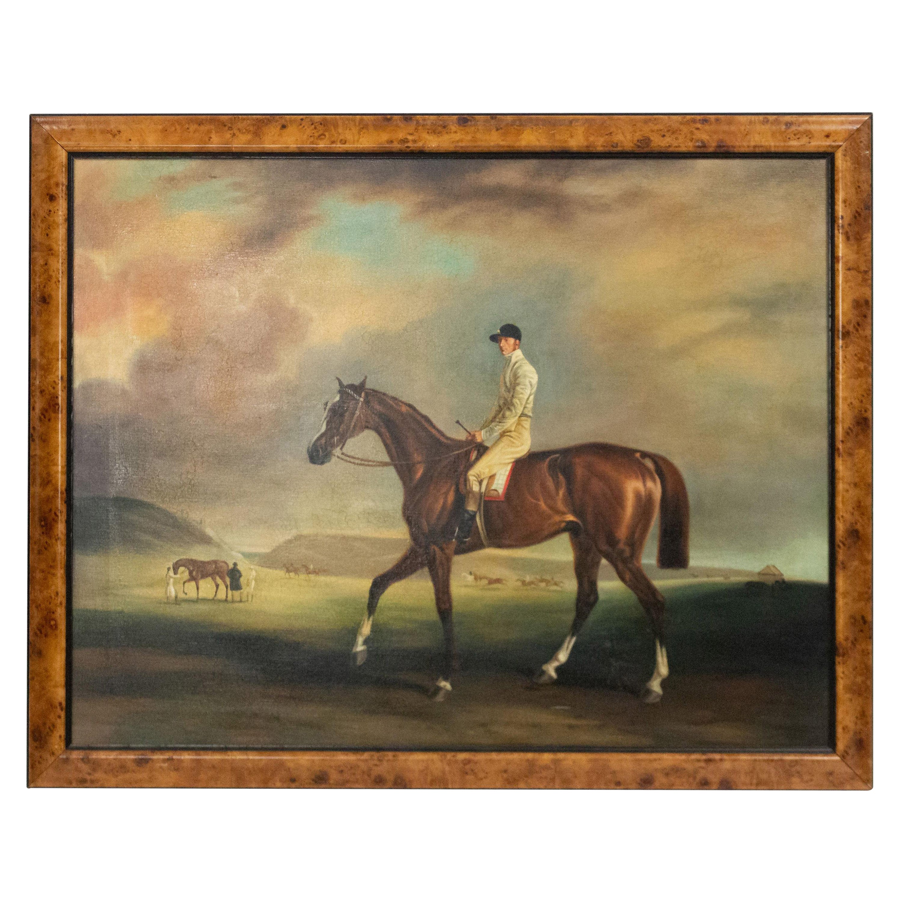 20th Century English Victorian Jockey Painting Framed For Sale