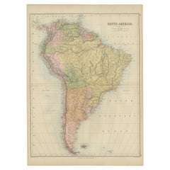 Antique Map of South America by A & C. Black, 1870