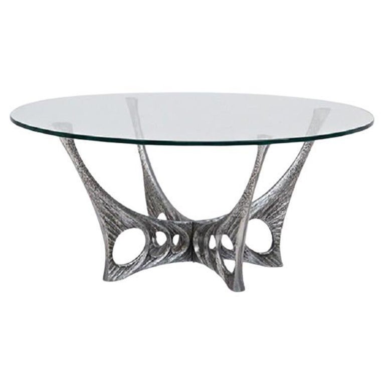 Willy Ceysens Exceptional Coffee Table with glass table top For Sale