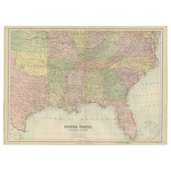 Mapa antiguo de la sección sur de Estados Unidos por A & C. Black, 1870