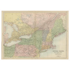 Carte ancienne des États-Unis et du Canada par A & C. Black, 1870