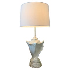 Vintage Mid Century Ceramic Conch Shell Table Lamp
